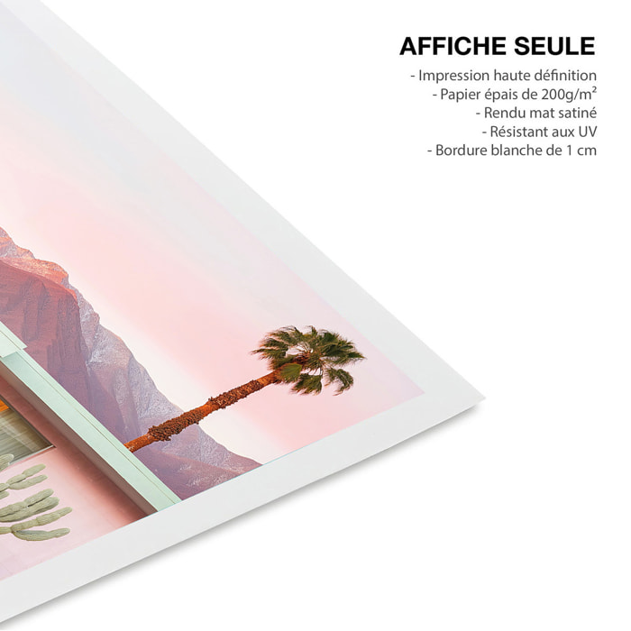 Affiche maison rose à toit plat Affiche seule