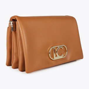 Tracolla effetto pelle con tre scomparti e patta