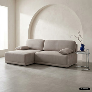 Banquette canapé d'angle gauche convertible 3 places velours côtelé avec coffre NELSON