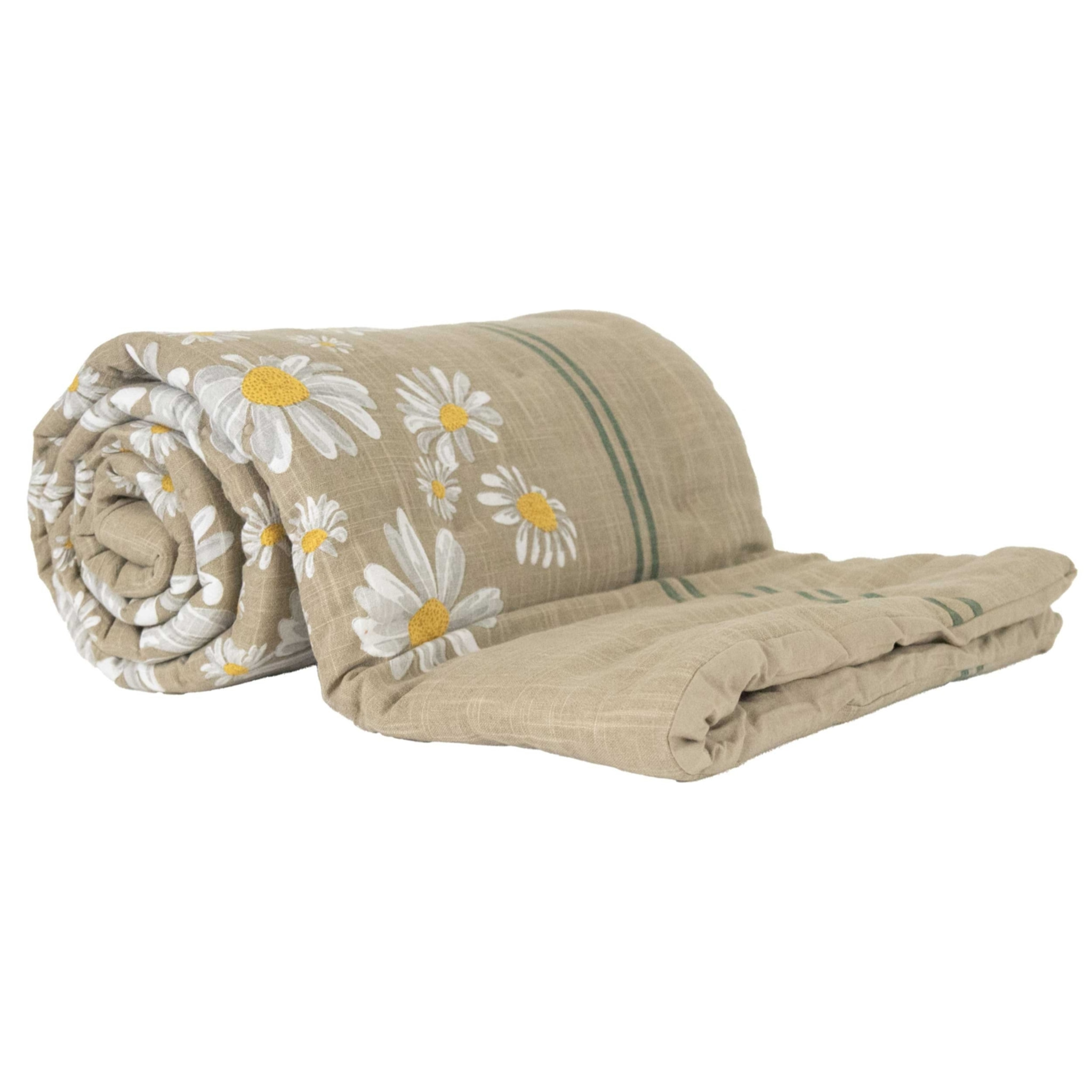 Édredon décoratif en coton motif marguerite - Taupe