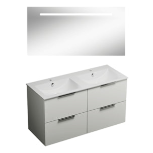 Meuble double vasque 120 cm BURGBAD Olena blanc brillant + miroir