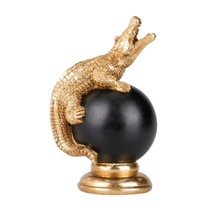 Figura Cocodrilo Bola Decoracion Resina 10x8x15 Cm