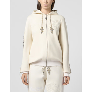 PHILIPP PLEIN Washed Zip Hoodie Tennis Club Crystals