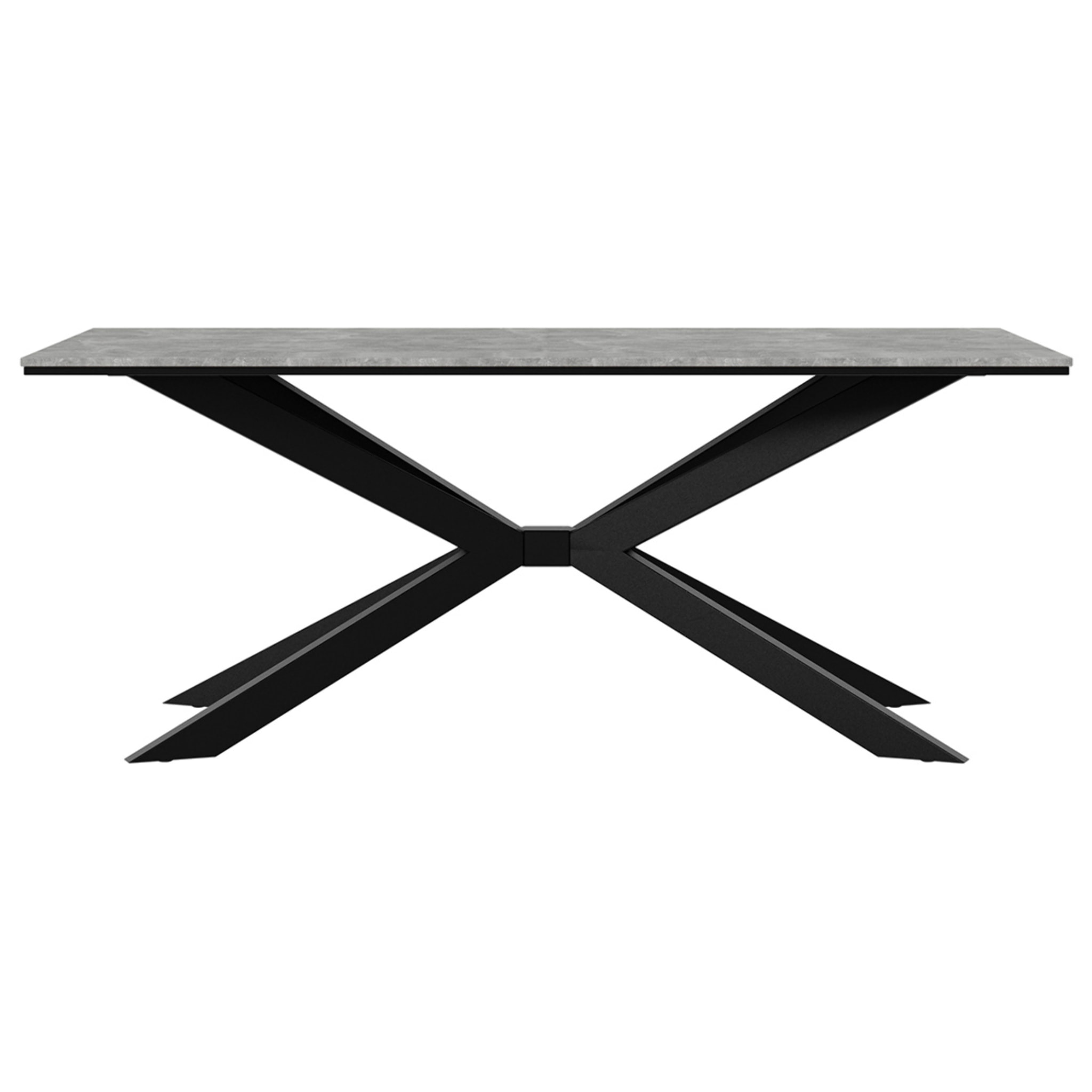 Casey - table à manger - plateau effet béton - pieds en métal - 4 à 8 personnes - Gris / Noir