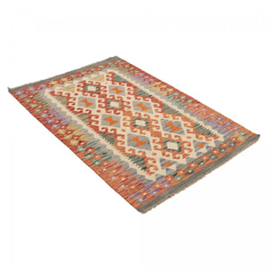 Tapis kilim ethnique au motif tribal, tissé plat en laine, OZOZAVE