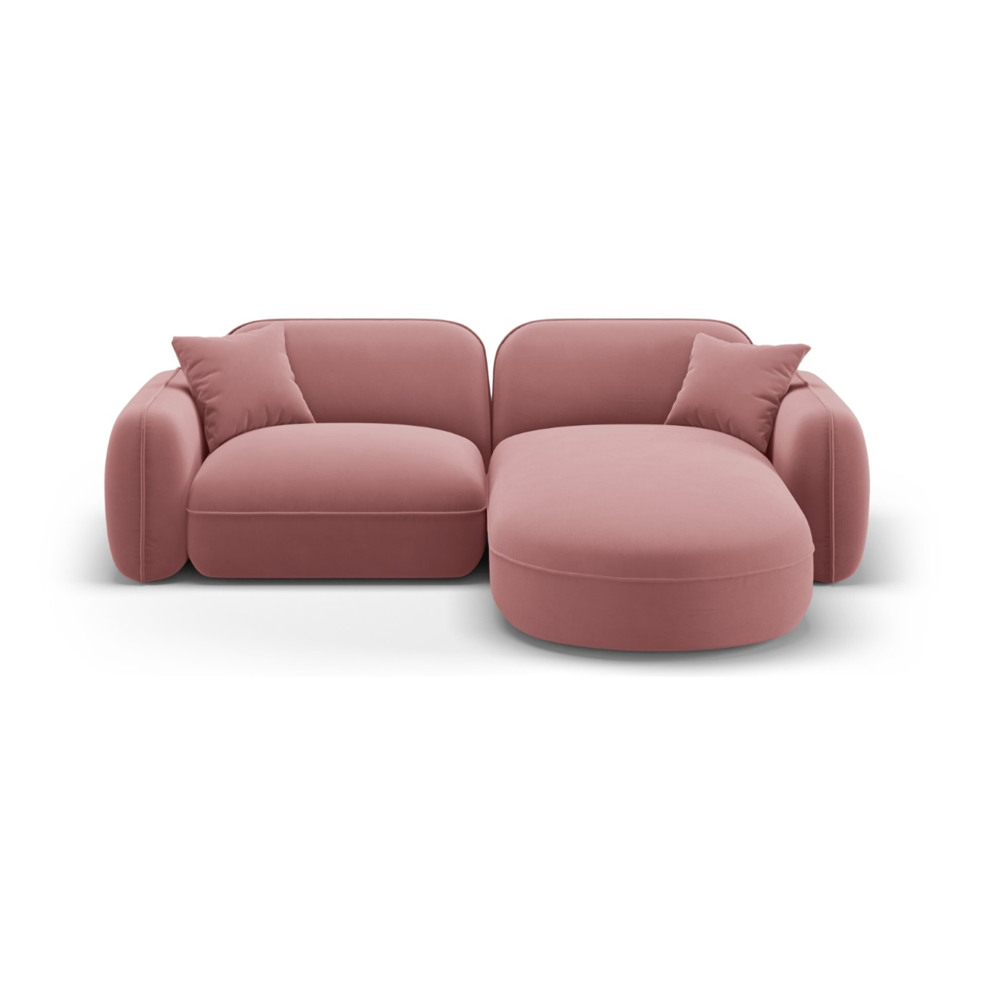 Canapé d'angle droit modulable "Lucien" 3 places en velours saumon