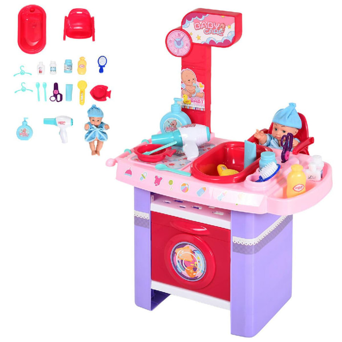 Jeu d'imitation nursery table enfant h72cm avec 28 accessoires rose