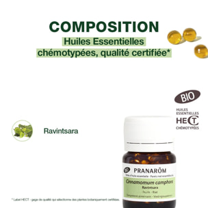 Pranarom - Perles d'Huile Essentielle de Ravintsara - Bio - 60 Perles