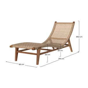 Transat en bois de teck et jacinthe d'eau synthétique - Bruna