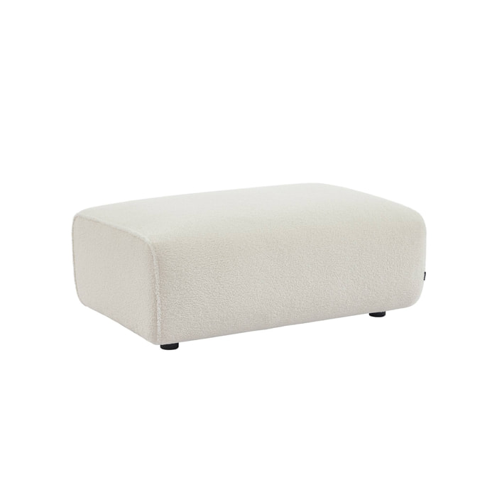 Pouf. module pour canapé. repose-pieds pour canapé 3 places en bouclette blanche. L 102 x P 70 x H 41cm - Wallas