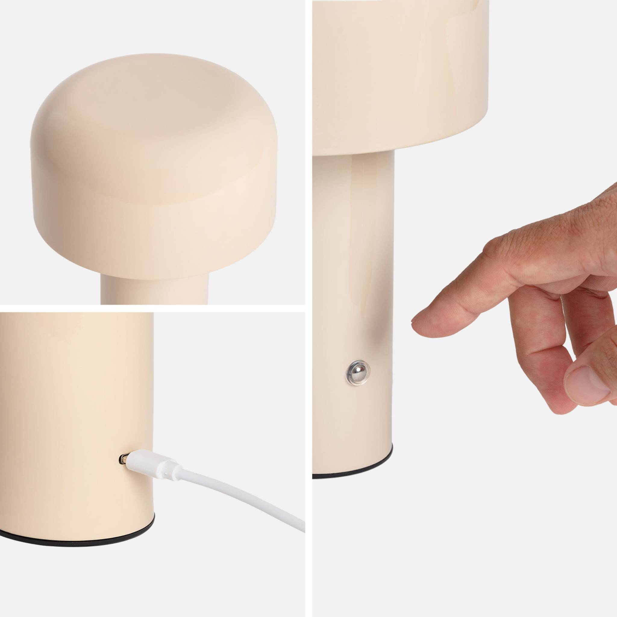 Lampe à poser LED  sans fil rechargeable Victor beige Ø 13cm