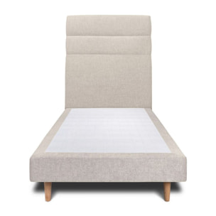 Lit avec tête de lit bandes horizontales tissu et sommier tapissier Ep14