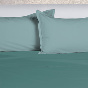 UNO CASA DESIGN Completo Letto Bice 25 Bicolor in Puro Cotone_Matrimoniale_verde-azzurro