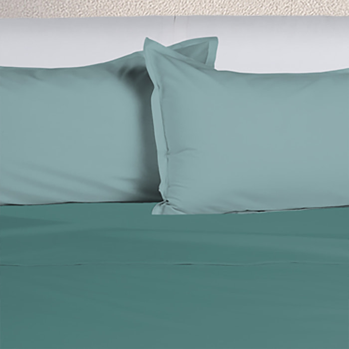 UNO CASA DESIGN Completo Letto Bice 25 Bicolor in Puro Cotone_Matrimoniale_verde-azzurro