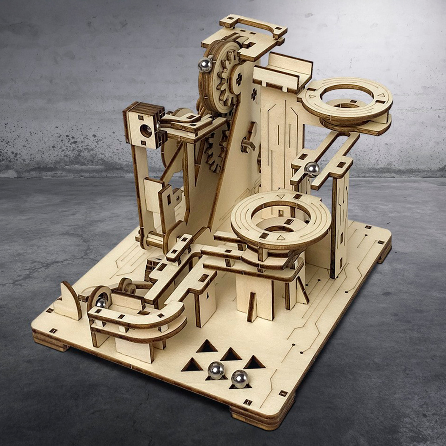 Modello in Legno 3D, con movimento meccanico design di Sfere di Pietra a Spirale. 153 pezzi.