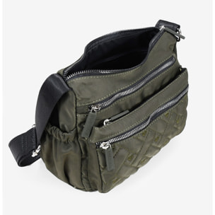 Bolso bandolera verde con cosido de corazones