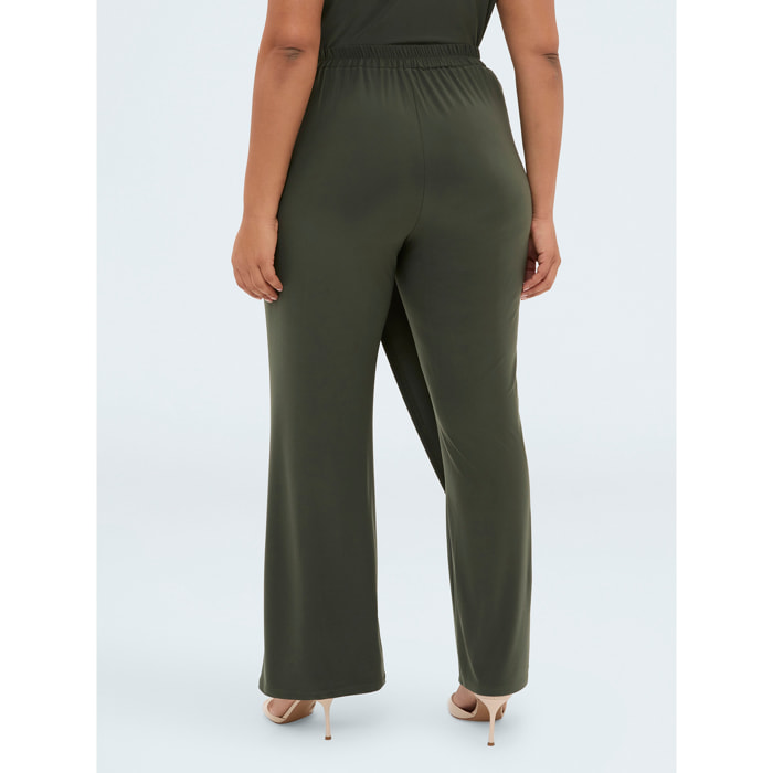 Fiorella Rubino - Pantaloni in jersey con chiusura portafoglio - Verde militare