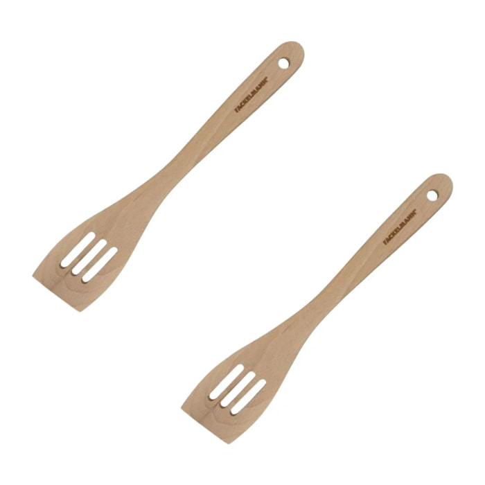 Set de 2 ustensiles de cuisine spatule en bois Fackelmann Nature