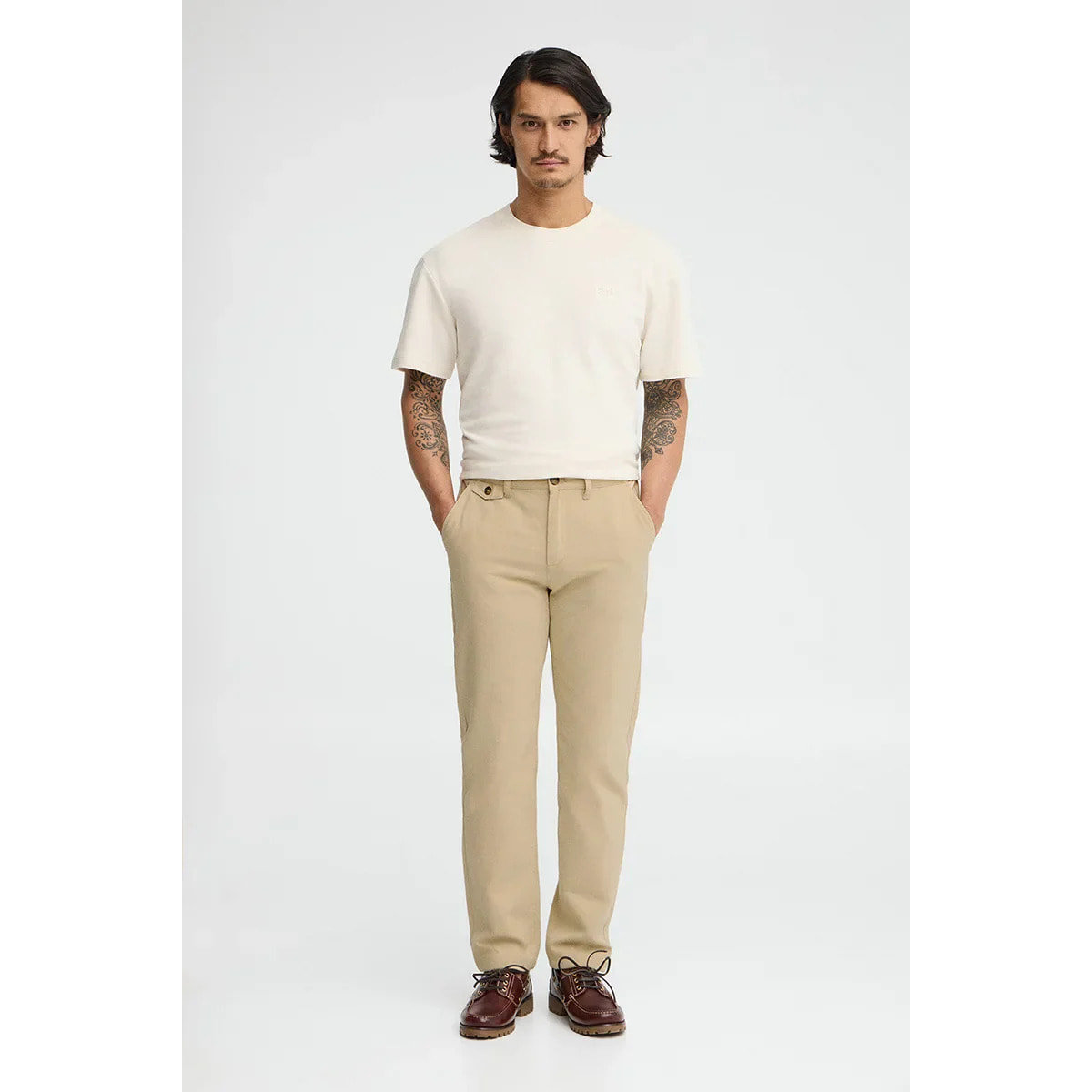 Pantaloni chino beige dal fit regular con logo Polo Club