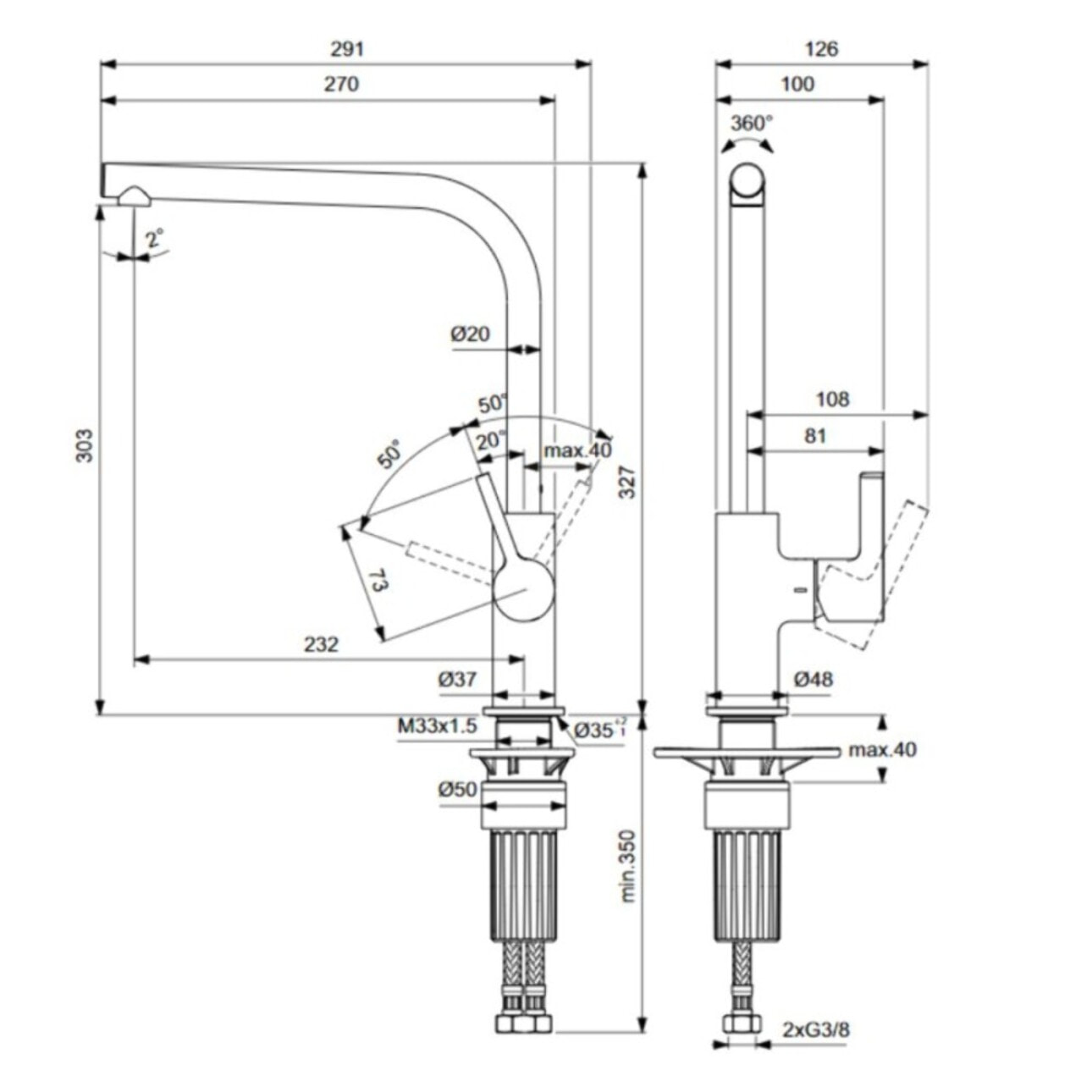 Robinet de cuisine Gusto gris orage