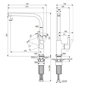 Robinet de cuisine Gusto gris orage