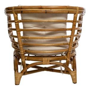 Fauteuil "Farah" rotin tissu blanc