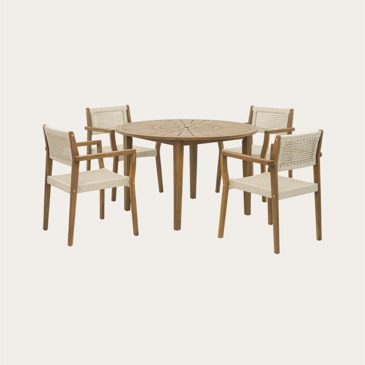 Ensemble de table et chaises de jardin Nera-tina -bois massif d'acacia-couleur naturel 120 x 75 x 120 cm