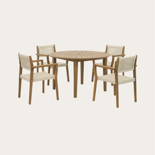 Ensemble de table et chaises de jardin Nera-tina -bois massif d'acacia-couleur naturel 120 x 75 x 120 cm
