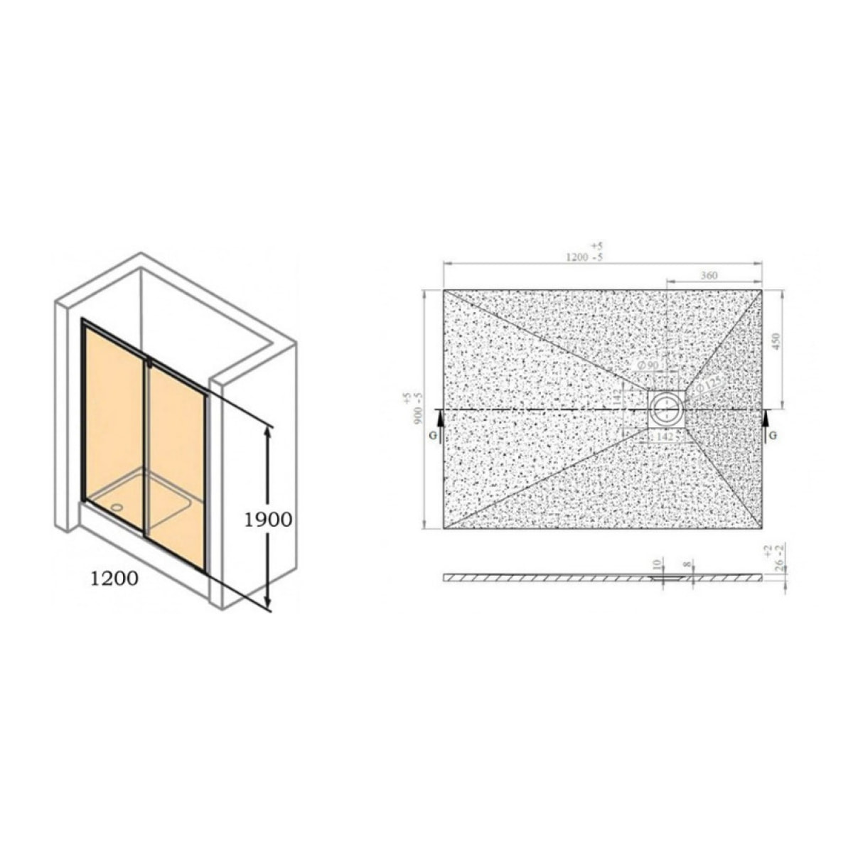 Pack : Porte coulissante 120cm + Receveur Satalek 120x90cm Noir (Huppe1-12090BL)