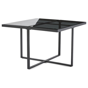 Olaria - ensemble table et chaises de jardin en acier noir - 8 places - coussins gris - Noir / Gris