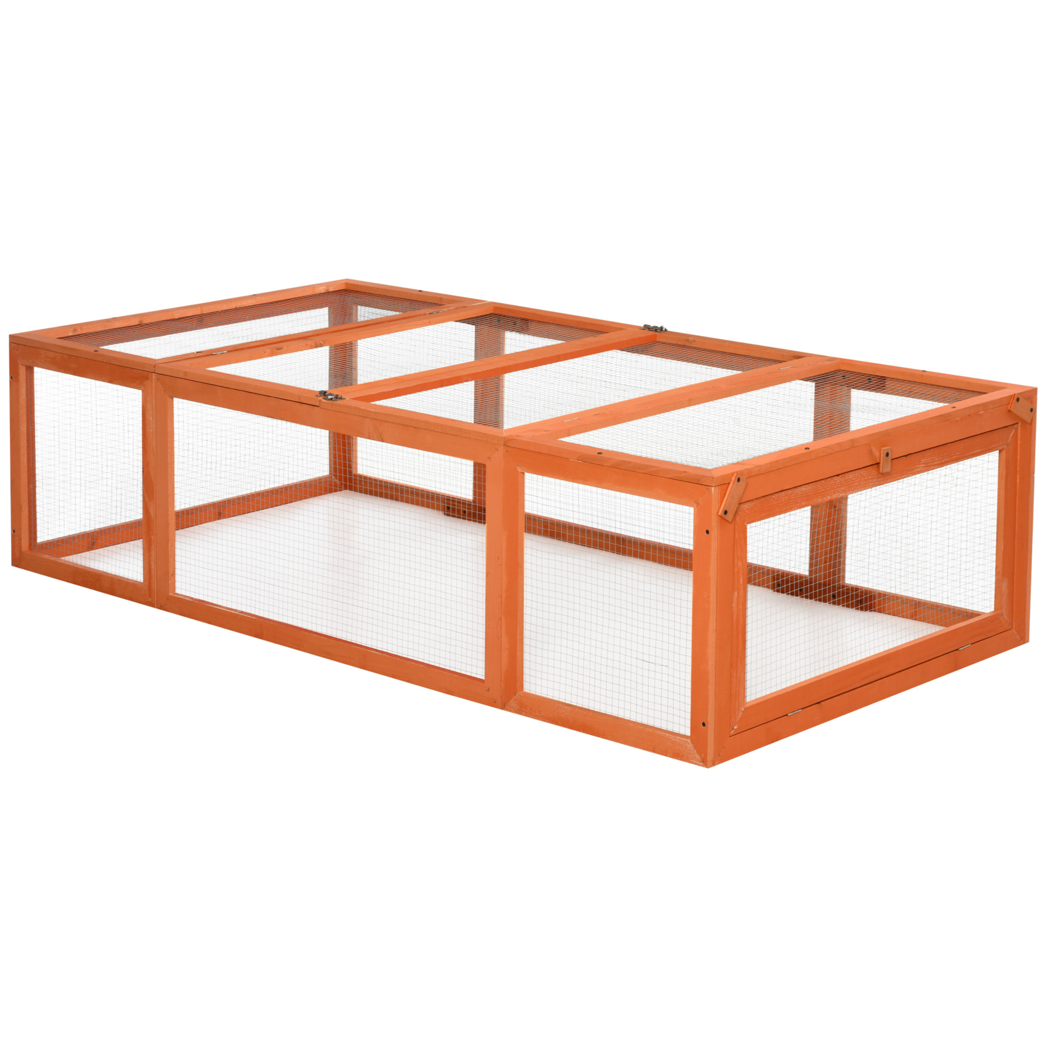 Clapier cage à lapins extérieur intérieur 2 + 1 portes 180 x 90 x 48 cm bois pin pré-huilé