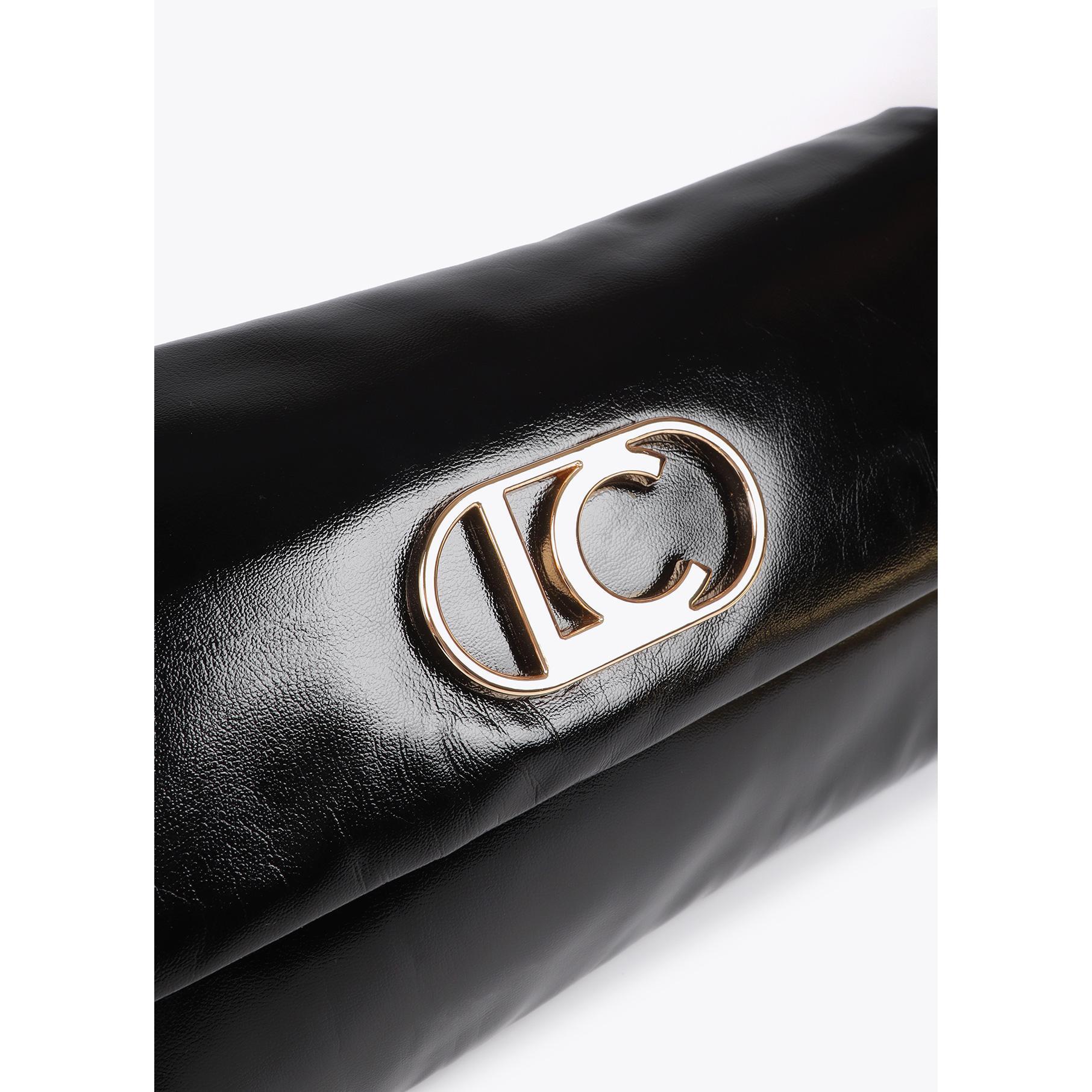 Pochette trapuntata effetto metallico con logo LC ovale