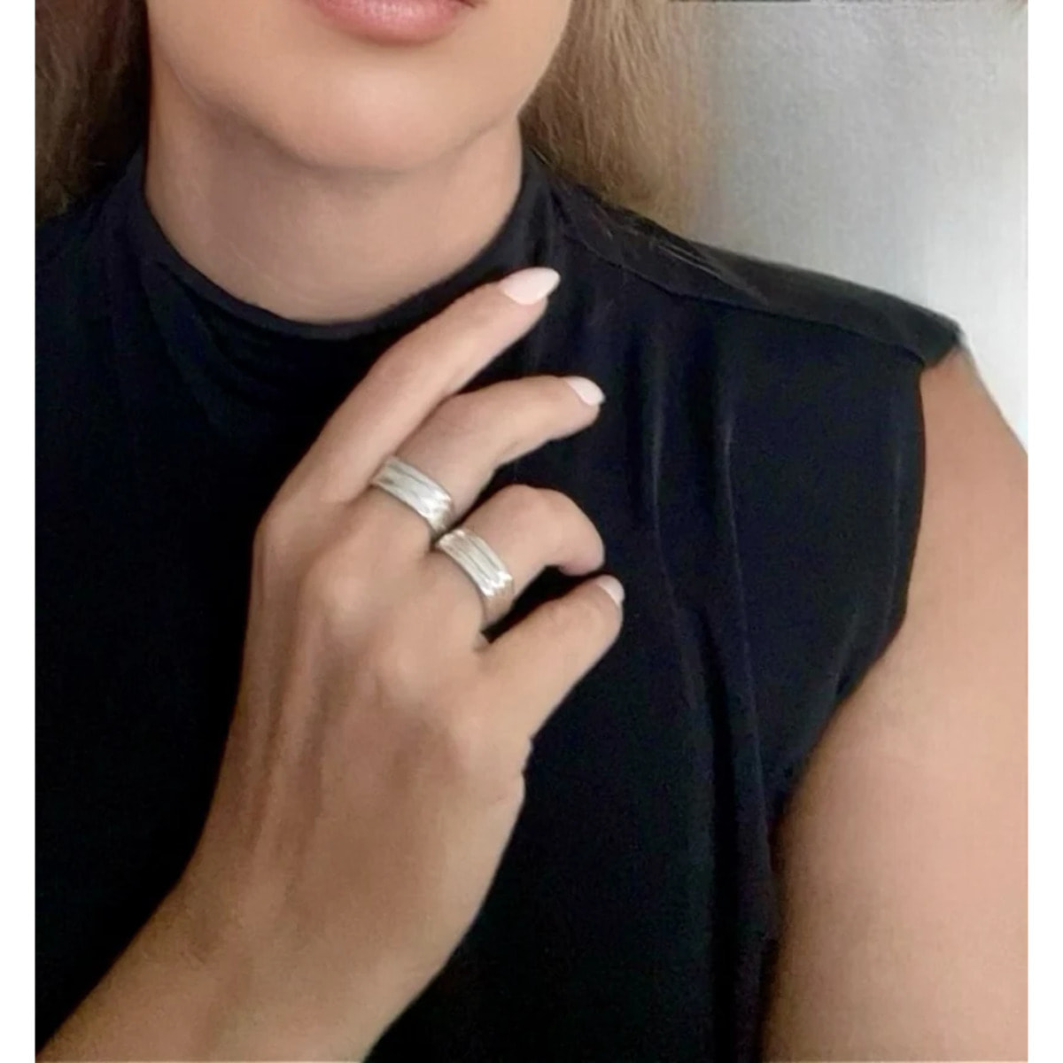 Pareja de anillos cuadrados Lineas plata de ley 10µ