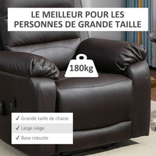 Fauteuil de massage fauteuil releveur électrique inclinaison réglable repose-pied ajustable PU chocolat