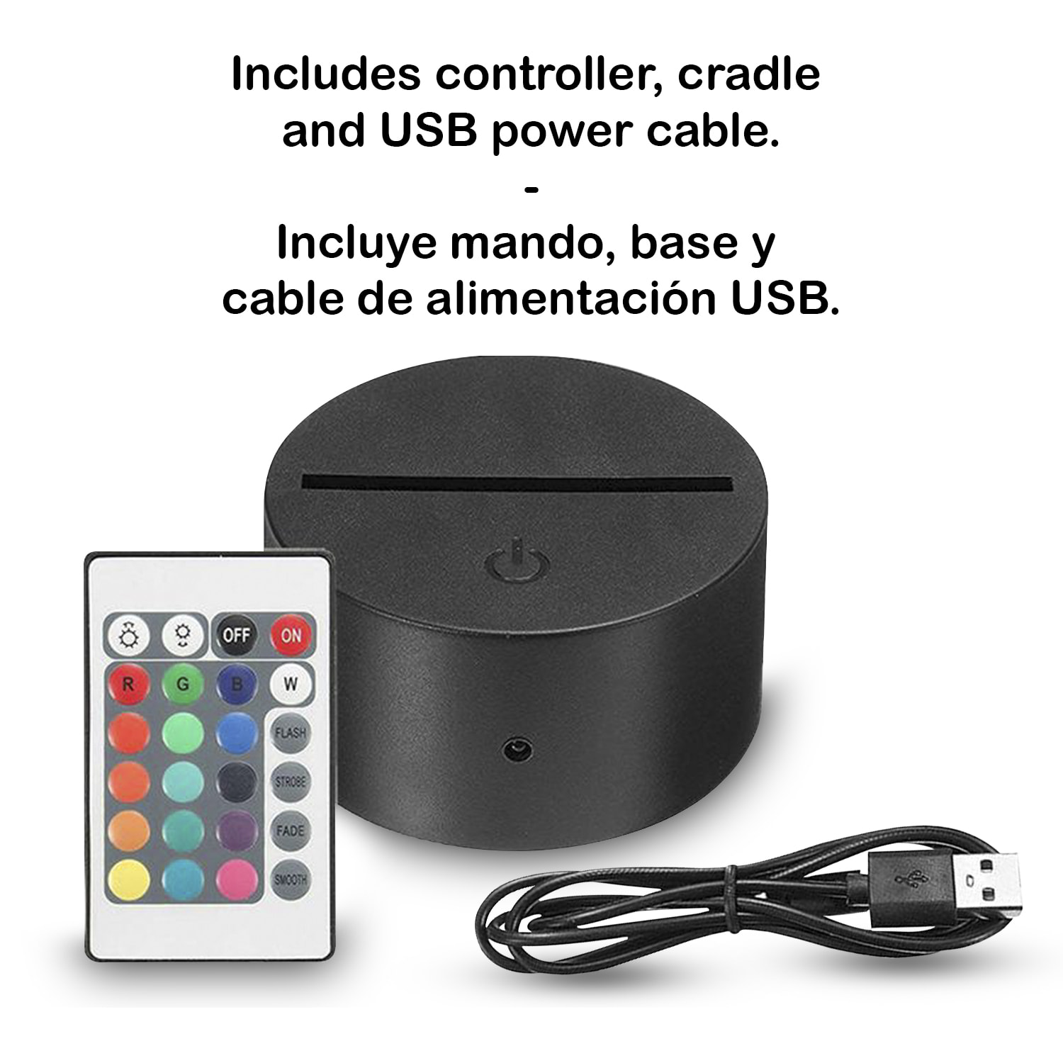 Lámpara ambiental efecto 3D, diseño Unicornio. Luces RGB intercambiables, con efectos y mando a distancia.