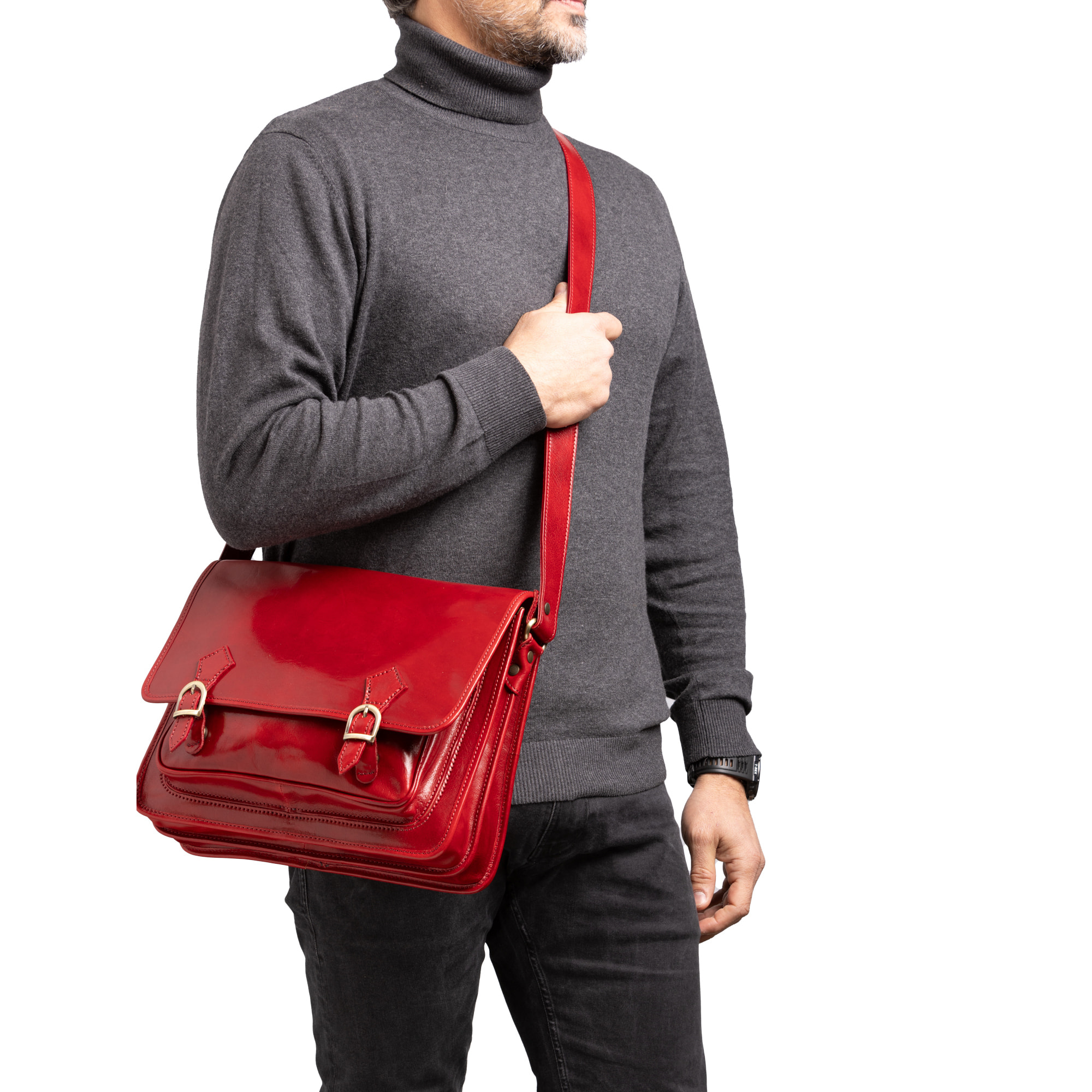 Borsa a tracolla  da donna In Vera pelle Made in Italy 35x27x14 cm