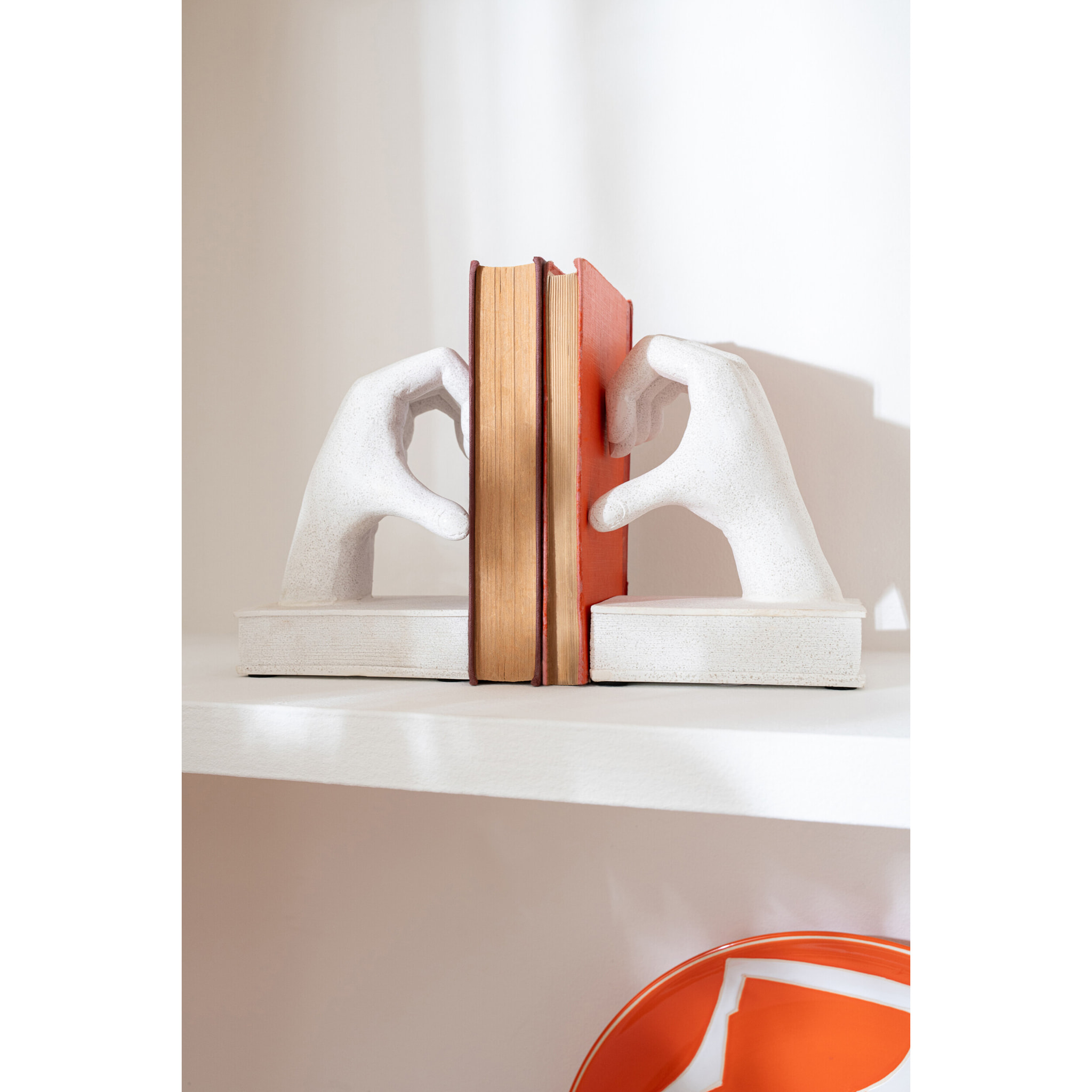 J-Line Serre-livres Mains Love - polyrésine - blanc - set de 2