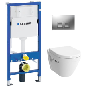 pack Bati-support Geberit UP100 + plaque Delta50 + cuvette Vitra avec bride S50 + abattant softclose (S50geb2)