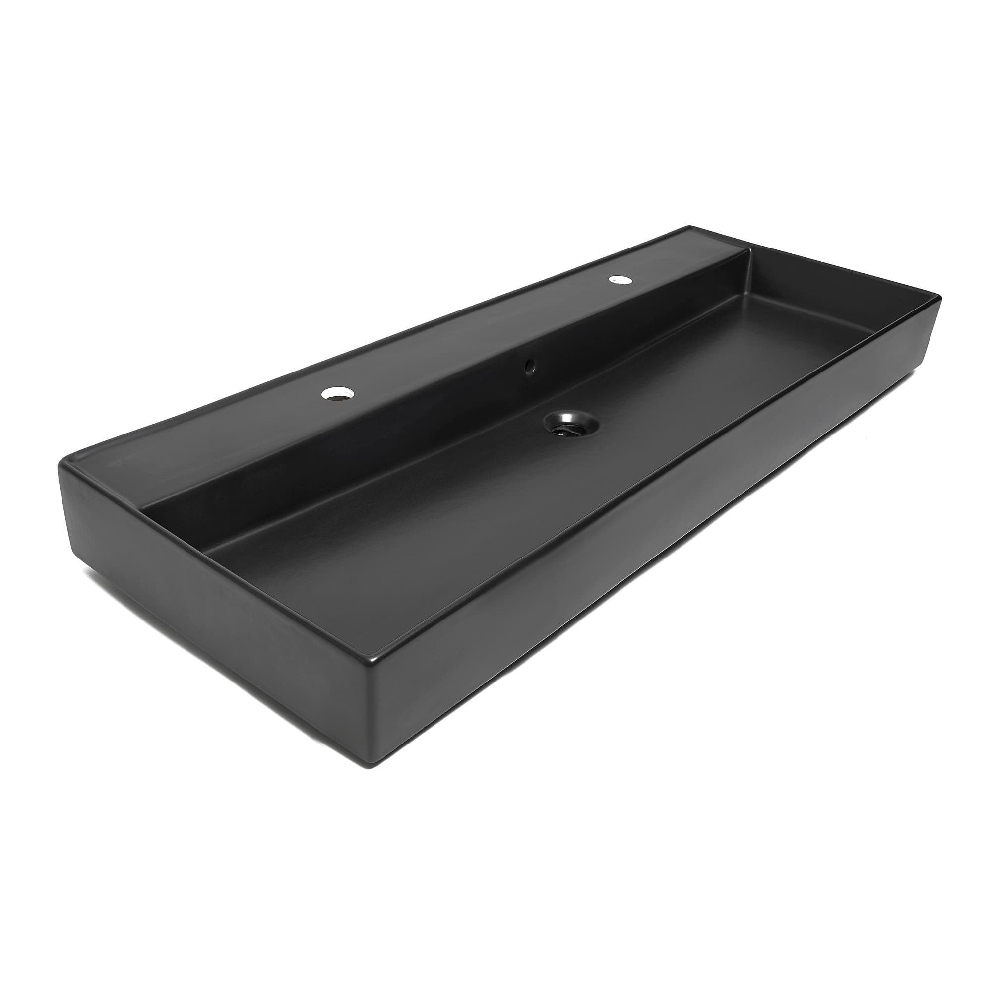 Lavabo SAT Infinitio 121,4x46,9 cm noir mat deux trous pour robinetterie (SATINF12046BKM)