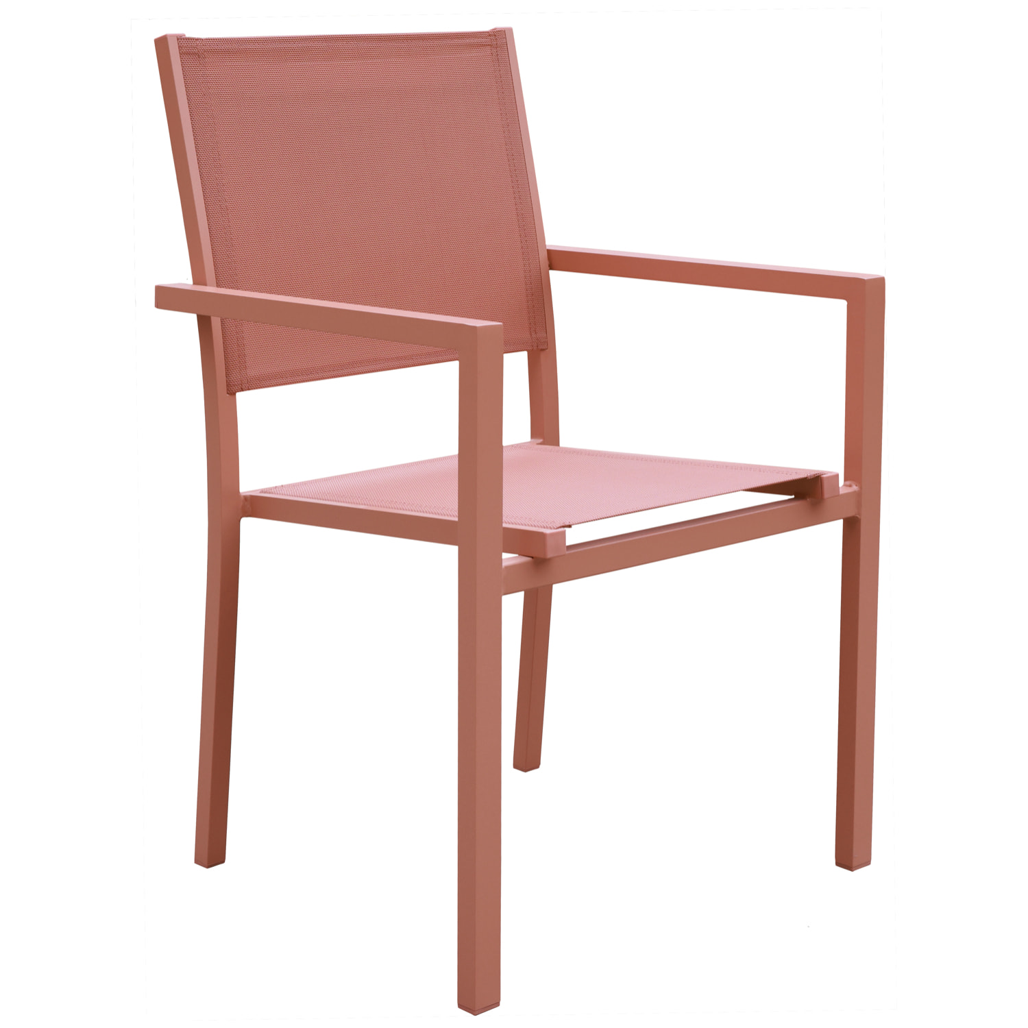 Salon de jardin BARI en textilène terracotta 8 places - aluminium terracotta