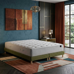 Ensemble matelas ressorts ensachés ARTÉMIS 2, accueil mémoire de forme, H26 cm, sommier vert