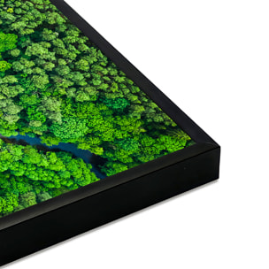 Affiche encadrée Vue aérienne d’une rivière traversant une forêt verte Affiche + cadre en métal - Noir
