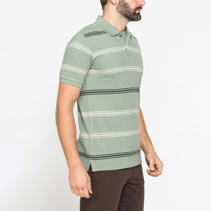 POLO A RIGHE DA UOMO IN PIQUET DI COTONE