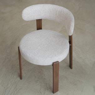 Lot de 2 chaises en tissu texturé greige, pieds en métal - Aura