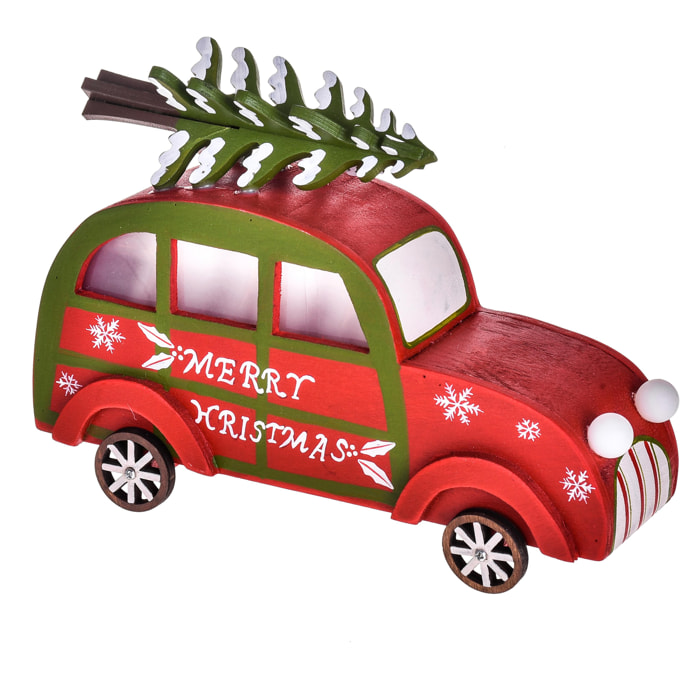 Auto con Led 2 Cv con Abete - Pezzi 1 - Colore Rosso - 14,3x10,5Hx5cm - Bianchi Dino