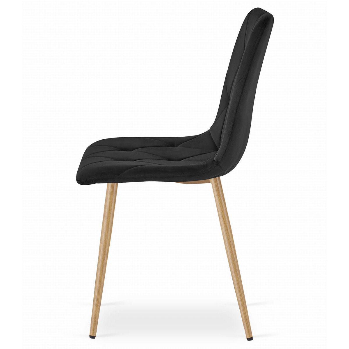 Sedia Libra in velluto nero con gambe effetto legno