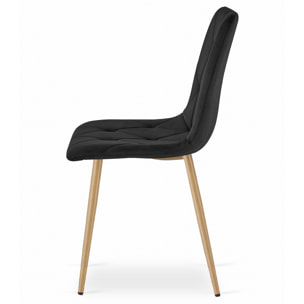 Sedia Libra in velluto nero con gambe effetto legno