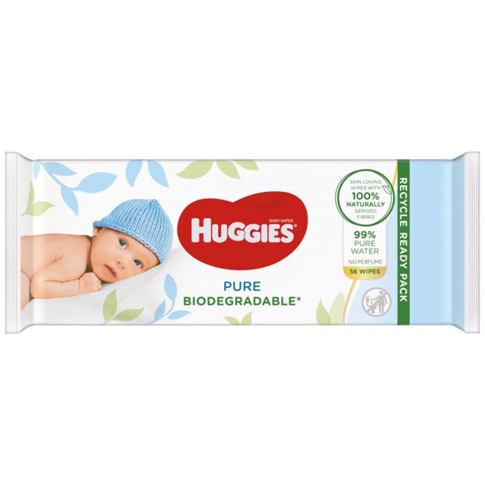 Pack de 3 - Huggies - PURE BIODEGRADABLE - Lingette bébé x 56