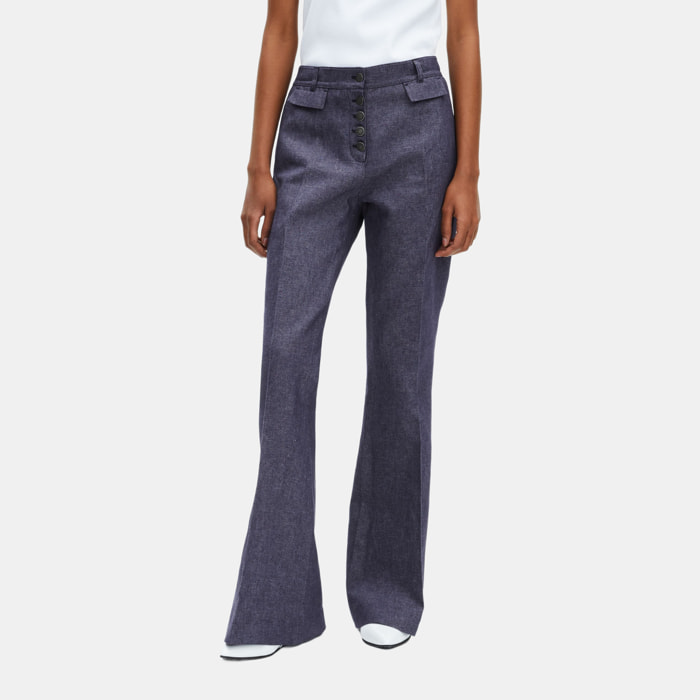 Pantalon flare en coton et lin