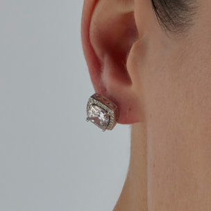 Pendientes de Circonita Brillante acabados en rodio